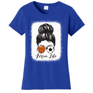 Mom Life Messy Bun Hair Basketball Soccer Mother's Day Gift Women's T-Shirt