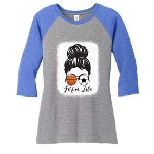 Mom Life Messy Bun Hair Basketball Soccer Mother's Day Gift Women's Tri-Blend 3/4-Sleeve Raglan Shirt