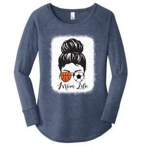 Mom Life Messy Bun Hair Basketball Soccer Mother's Day Gift Women's Perfect Tri Tunic Long Sleeve Shirt