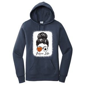 Mom Life Messy Bun Hair Basketball Soccer Mother's Day Gift Women's Pullover Hoodie