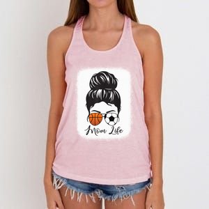 Mom Life Messy Bun Hair Basketball Soccer Mother's Day Gift Women's Knotted Racerback Tank