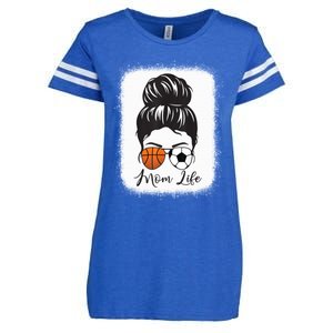 Mom Life Messy Bun Hair Basketball Soccer Mother's Day Gift Enza Ladies Jersey Football T-Shirt