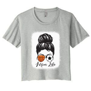 Mom Life Messy Bun Hair Basketball Soccer Mother's Day Gift Women's Crop Top Tee