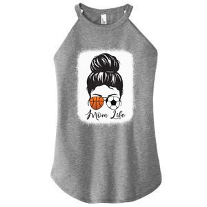 Mom Life Messy Bun Hair Basketball Soccer Mother's Day Gift Women's Perfect Tri Rocker Tank