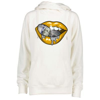 Money Lips Womens Funnel Neck Pullover Hood