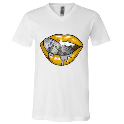 Money Lips V-Neck T-Shirt
