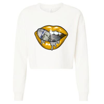 Money Lips Cropped Pullover Crew