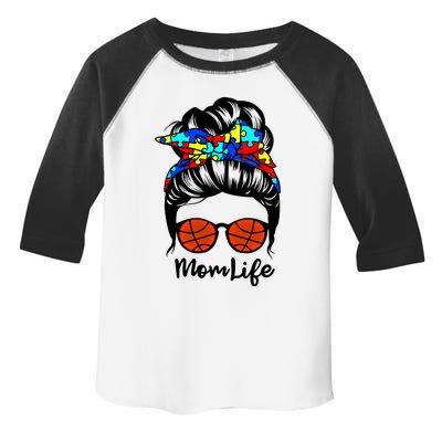 Mom Life Messy Bun Hair Autism Basketball Funny Autism Gift Toddler Fine Jersey T-Shirt