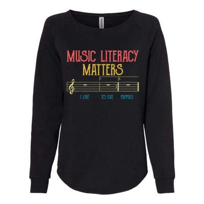 Music Literacy Matters I Like To Eat Puppies Retro Vintage Womens California Wash Sweatshirt