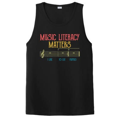 Music Literacy Matters I Like To Eat Puppies Retro Vintage PosiCharge Competitor Tank