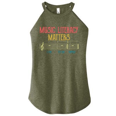 Music Literacy Matters I Like To Eat Puppies Retro Vintage Women's Perfect Tri Rocker Tank