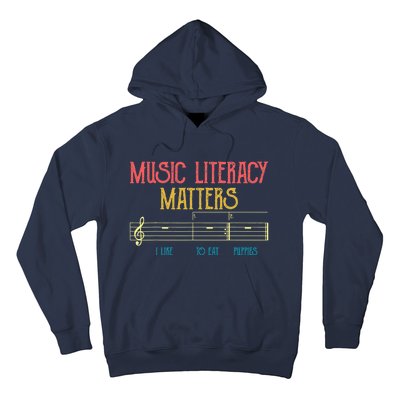 Music Literacy Matters I Like To Eat Puppies Retro Vintage Hoodie