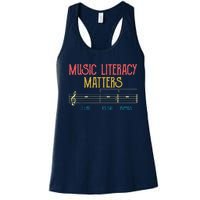 Music Literacy Matters I Like To Eat Puppies Retro Vintage Women's Racerback Tank