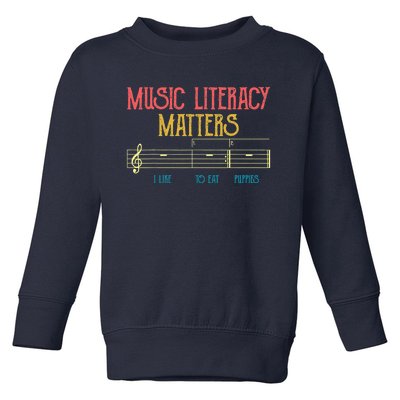 Music Literacy Matters I Like To Eat Puppies Retro Vintage Toddler Sweatshirt