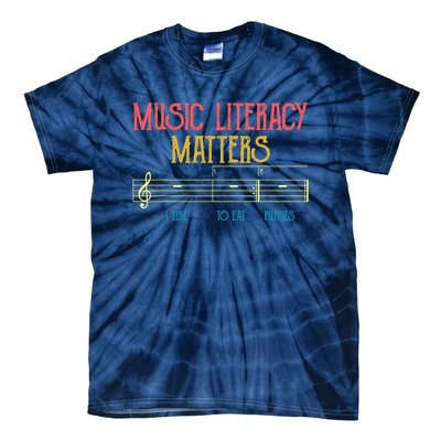 Music Literacy Matters I Like To Eat Puppies Retro Vintage Tie-Dye T-Shirt