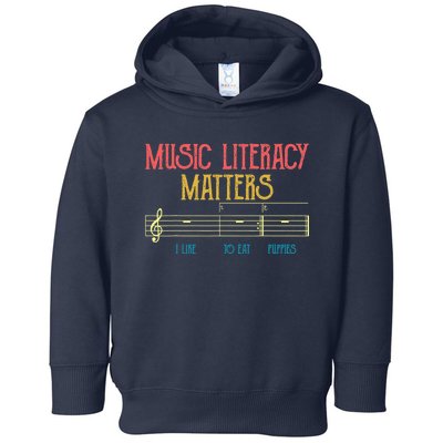 Music Literacy Matters I Like To Eat Puppies Retro Vintage Toddler Hoodie