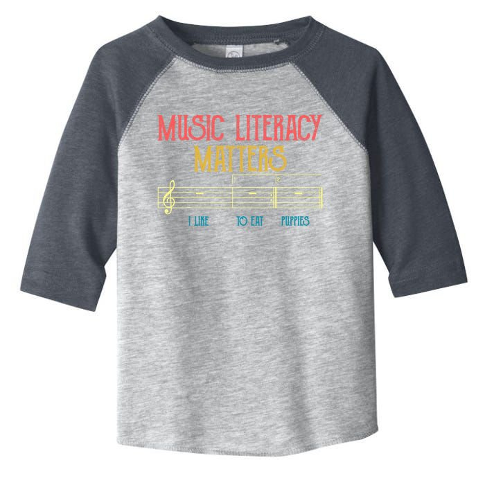 Music Literacy Matters I Like To Eat Puppies Retro Vintage Toddler Fine Jersey T-Shirt