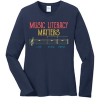 Music Literacy Matters I Like To Eat Puppies Retro Vintage Ladies Long Sleeve Shirt