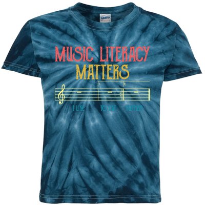 Music Literacy Matters I Like To Eat Puppies Retro Vintage Kids Tie-Dye T-Shirt