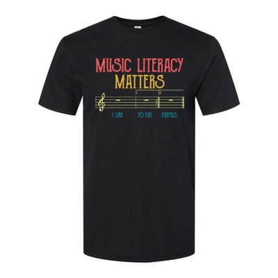 Music Literacy Matters I Like To Eat Puppies Retro Vintage Softstyle CVC T-Shirt