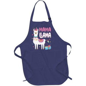 Mama Llama Mom Of The Birthday Llama Birthday Theme Full-Length Apron With Pockets