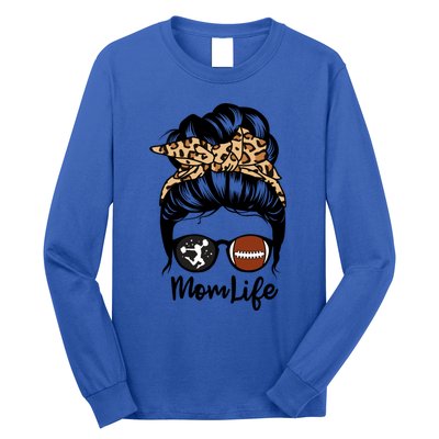 Mom Life Messy Bun Hair Funny Football Cheer Mom Gift Long Sleeve Shirt