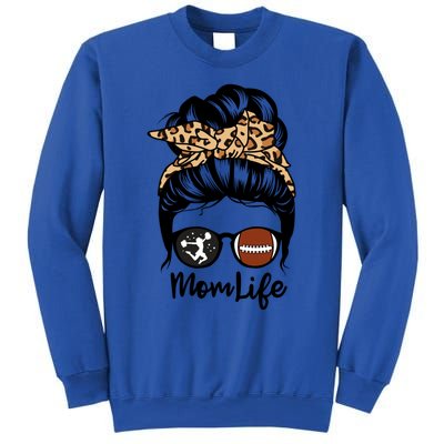 Mom Life Messy Bun Hair Funny Football Cheer Mom Gift Sweatshirt