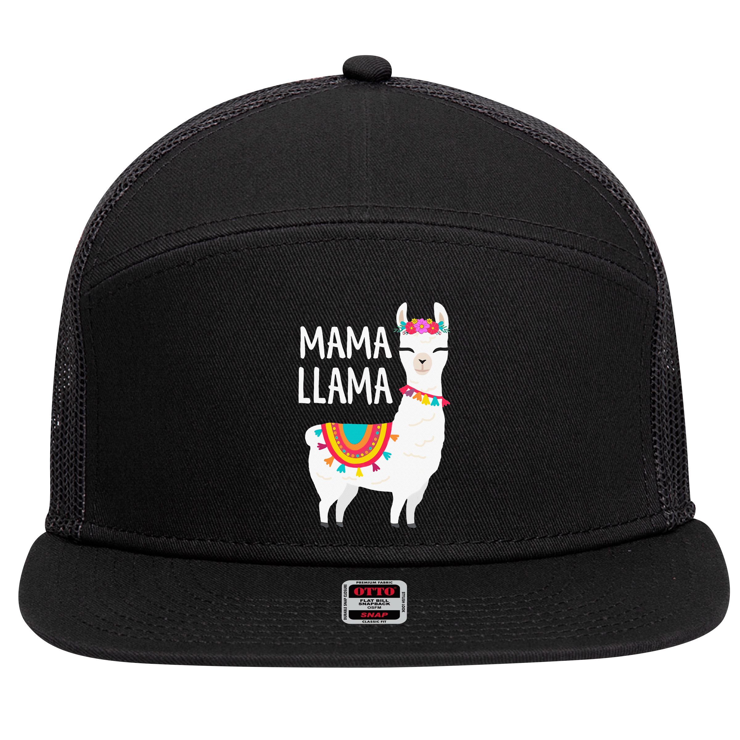 Mama Llama Mother Day 7 Panel Mesh Trucker Snapback Hat