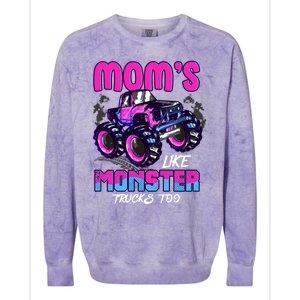 Moms Like Monster Trucks Too Colorblast Crewneck Sweatshirt