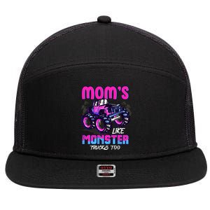 Moms Like Monster Trucks Too 7 Panel Mesh Trucker Snapback Hat