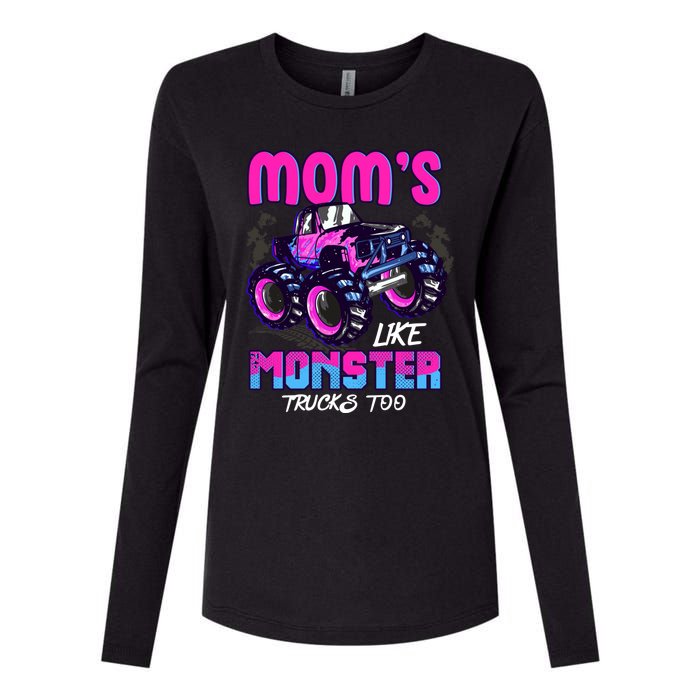 Moms Like Monster Trucks Too Womens Cotton Relaxed Long Sleeve T-Shirt