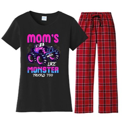 Moms Like Monster Trucks Too Women's Flannel Pajama Set