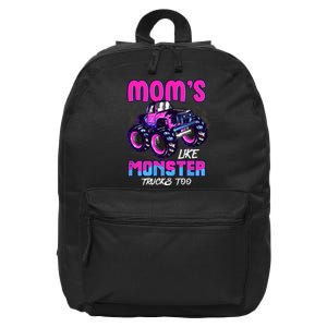 Moms Like Monster Trucks Too 16 in Basic Backpack