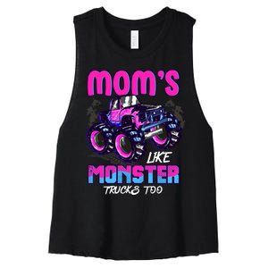 Moms Like Monster Trucks Too Women's Racerback Cropped Tank