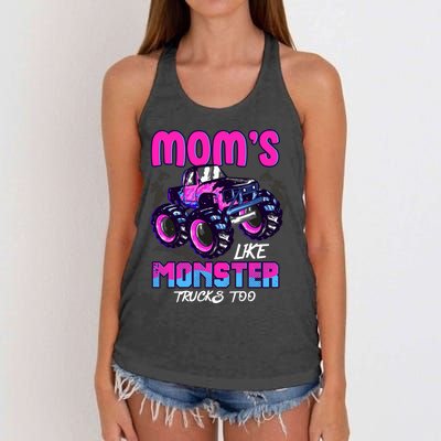 Moms Like Monster Trucks Too Women's Knotted Racerback Tank