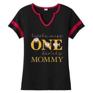 Mommy Little Miss Onederful Birthday Party 1 Year Old Ladies Halftime Notch Neck Tee