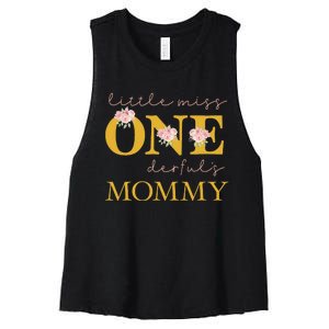 Mommy Little Miss Onederful Birthday Party 1 Year Old Women's Racerback Cropped Tank