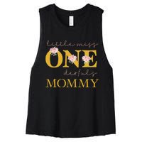 Mommy Little Miss Onederful Birthday Party 1 Year Old Women's Racerback Cropped Tank