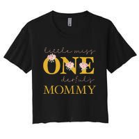 Mommy Little Miss Onederful Birthday Party 1 Year Old Women's Crop Top Tee