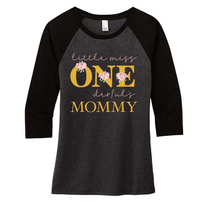 Mommy Little Miss Onederful Birthday Party 1 Year Old Women's Tri-Blend 3/4-Sleeve Raglan Shirt