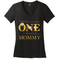 Mommy Little Miss Onederful Birthday Party 1 Year Old Women's V-Neck T-Shirt