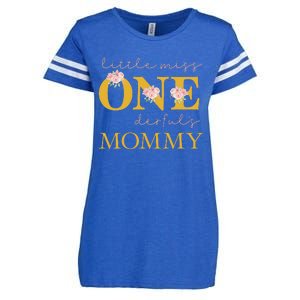 Mommy Little Miss Onederful Birthday Party 1 Year Old Enza Ladies Jersey Football T-Shirt