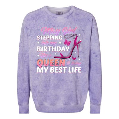 May Living My Best Life Bday Colorblast Crewneck Sweatshirt