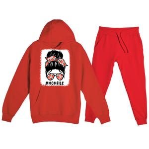 Mom Life Messy Bun Strawberry Lover Fruitarian Mother's Day Gift Premium Hooded Sweatsuit Set