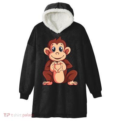 Monkey Lover Hooded Wearable Blanket
