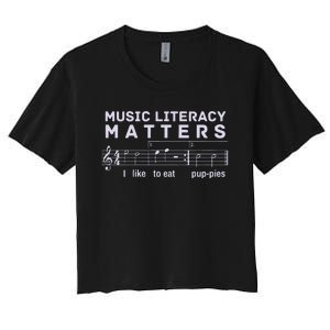 Music Literacy Matters Puppies Song Women's Crop Top Tee