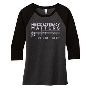 Music Literacy Matters Puppies Song Women's Tri-Blend 3/4-Sleeve Raglan Shirt