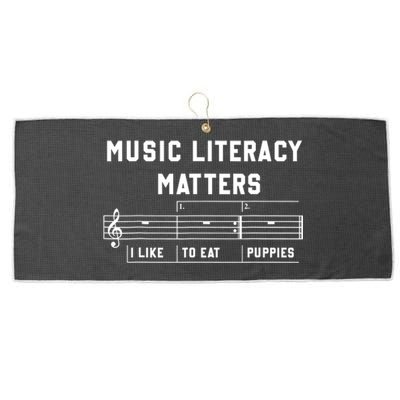 Music Literacy Matters I Like To Eat Puppies Large Microfiber Waffle Golf Towel