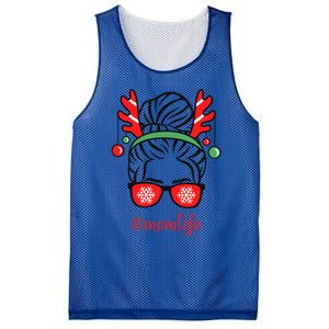 Mom Life Messy Bun Red Plaid Christmas Xmas Mama Mother Gift Mesh Reversible Basketball Jersey Tank