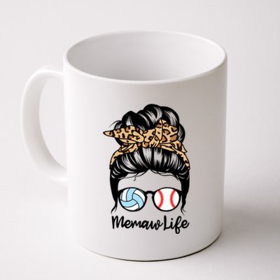 Memaw Life Messy Bun Hair Funny Baseball Volleyball Memaw Great Gift Coffee Mug